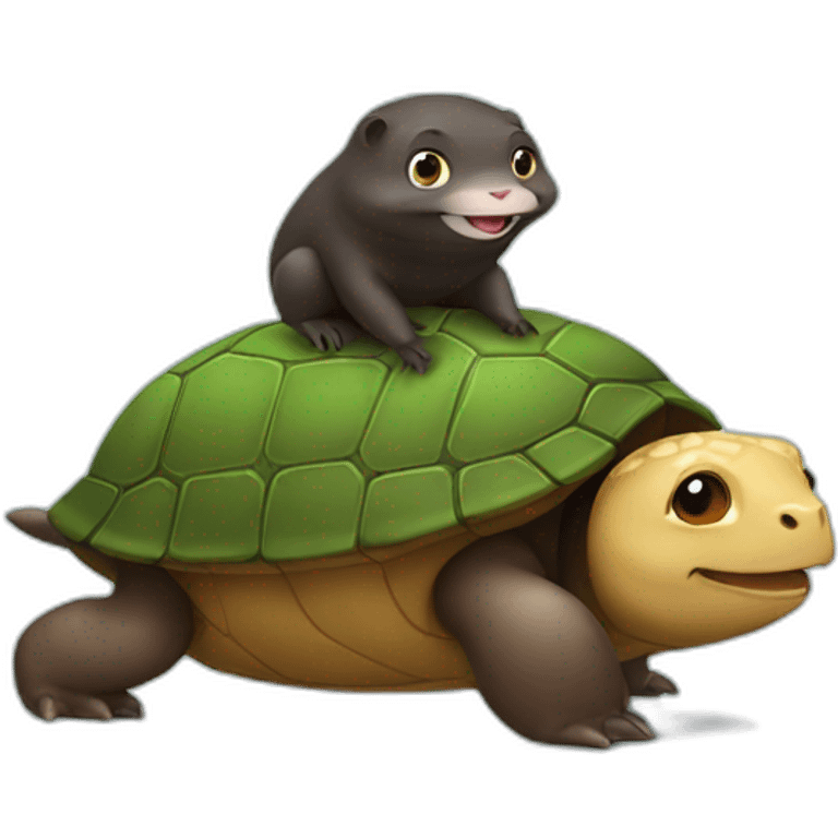 Mole riding a turtle emoji