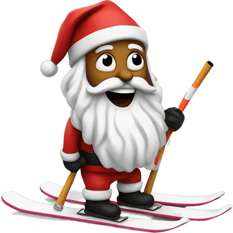 santa on skis with a cigarette in his mouth emoji