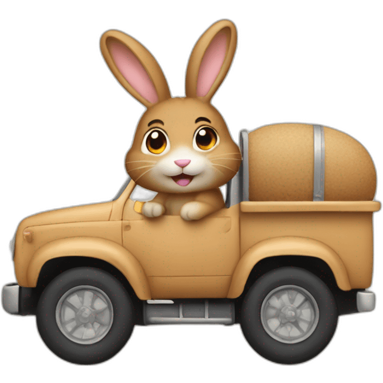 Light brown bunny in a truck emoji