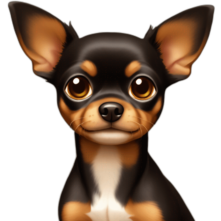 Russian toy terrier with dark brown head with light brown emoji