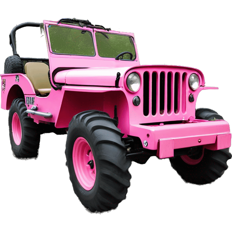 Full size jungle tour 1942 Willy’s pink jeep crawler with installed winch  emoji