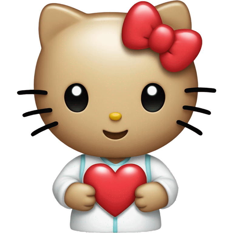 Hello kitty holding a heart emoji