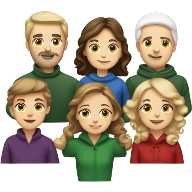 Caucasian Family of 8 at Christmas emoji