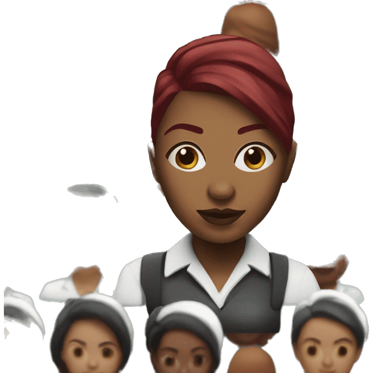 black female wingstop worker with burgundy hair  emoji