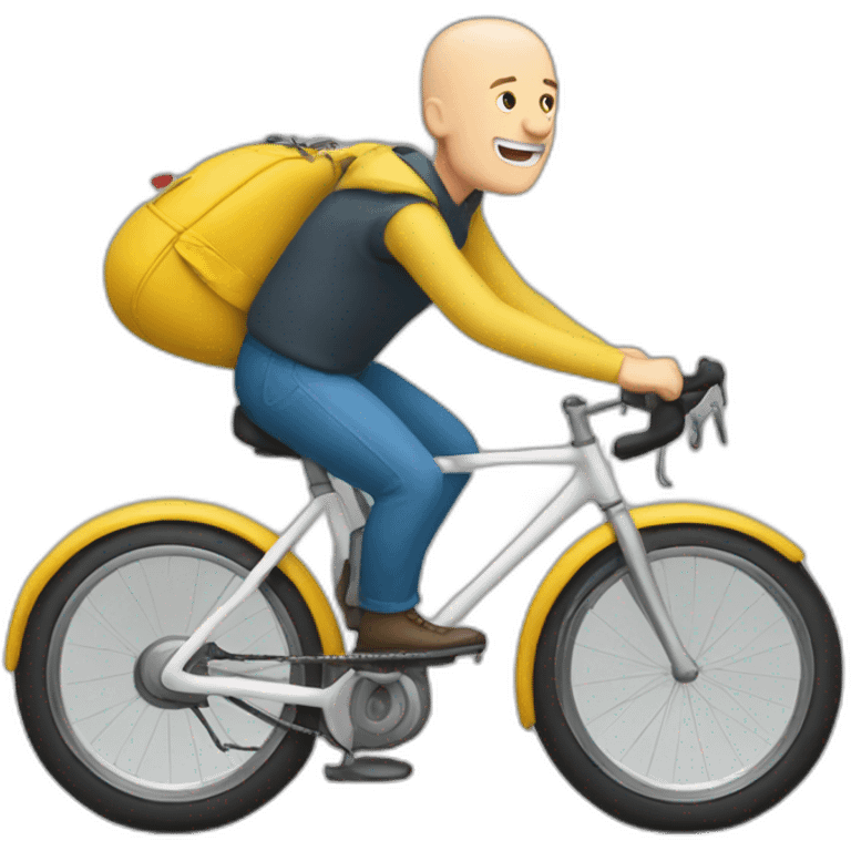 Bald white middle age man biking a yellow bike emoji