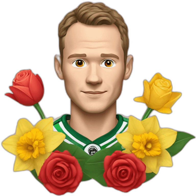 Jonathan Toews as rainbow with daffodils and roses emoji