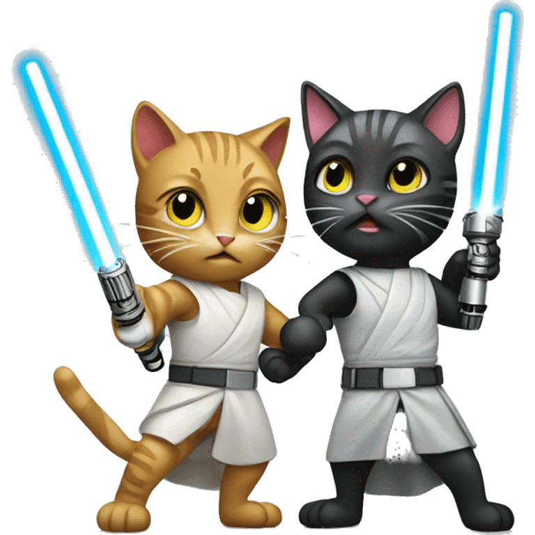 2 cats fighting with lightsaber emoji