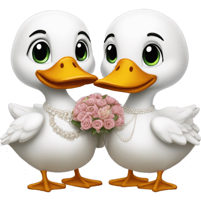 Two ducks getting married emoji