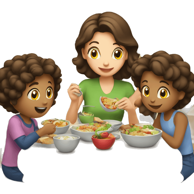 Parents eating lunch with their kids  emoji