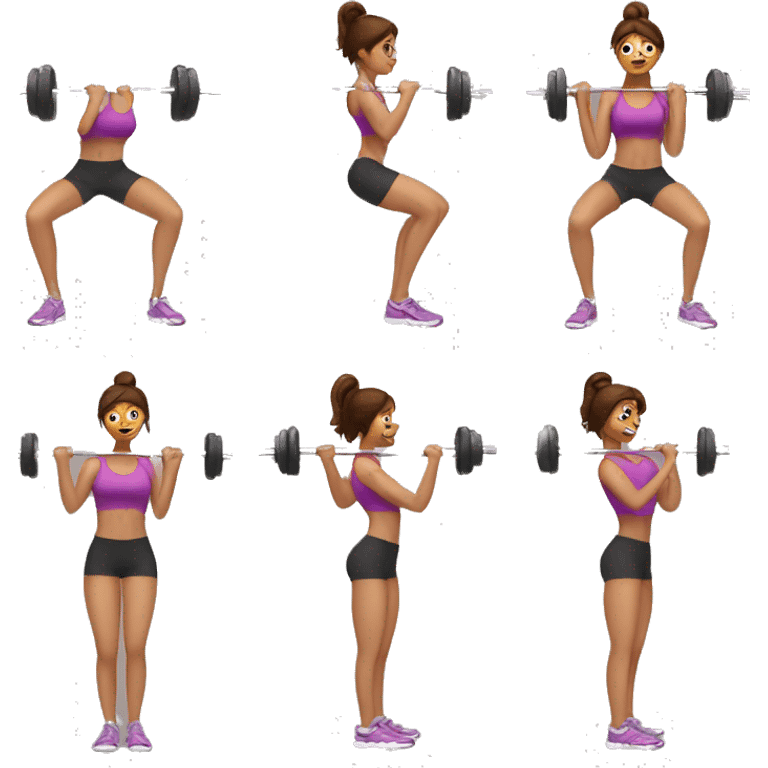 girl working out brown hair lifting weights emoji