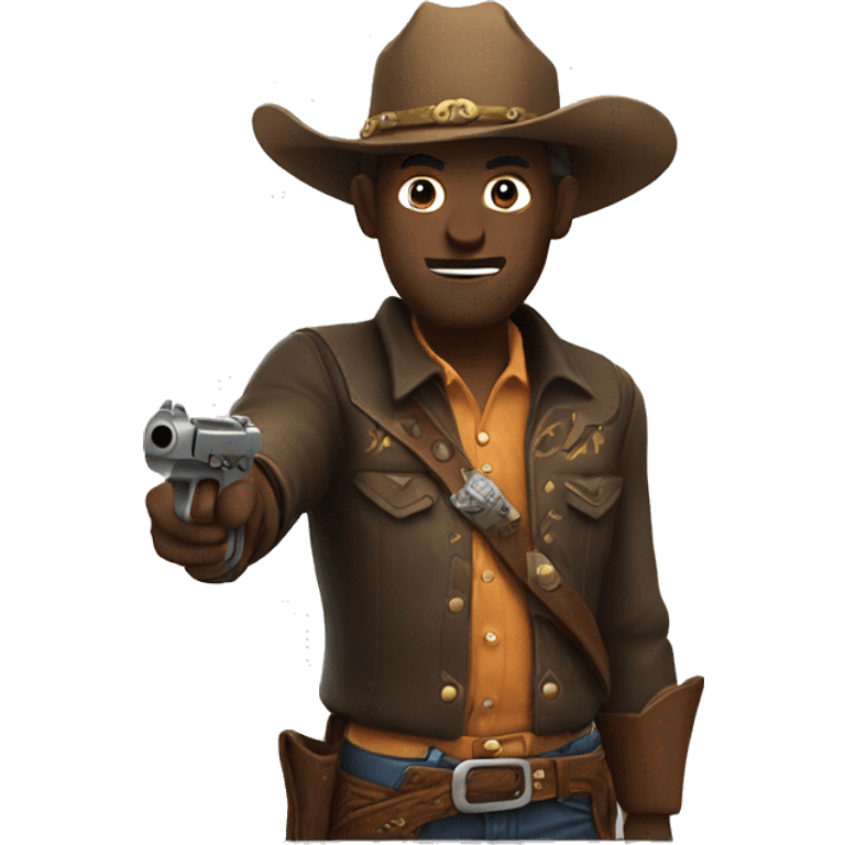 Cowboy holding a pistol aimed at the camera emoji