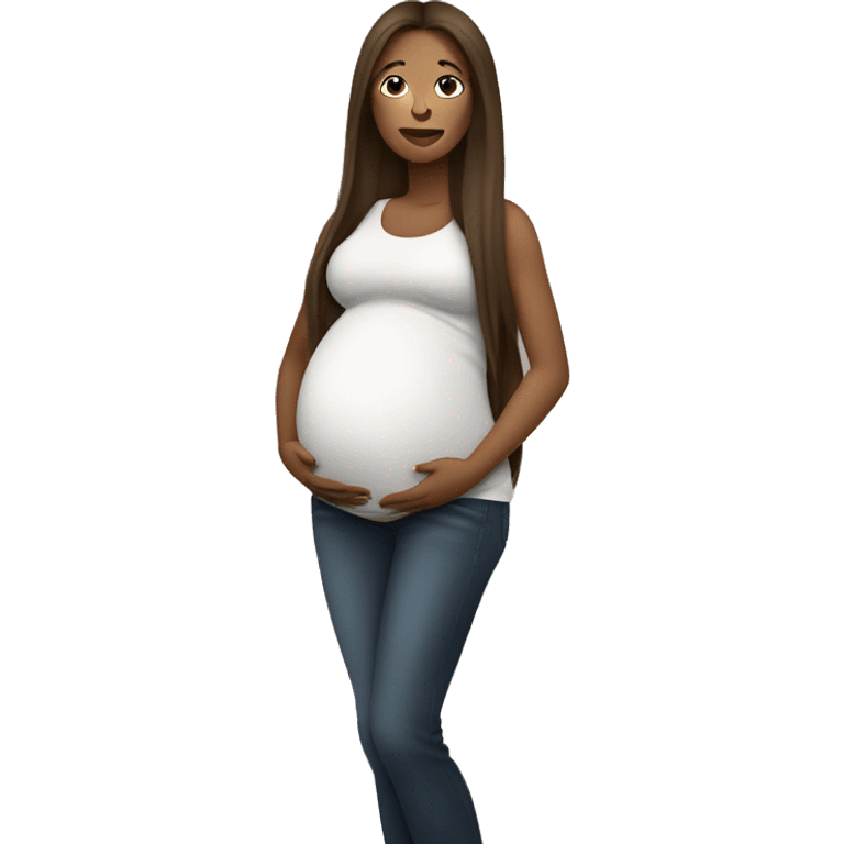 Pregnant White woman with long straight brown hair singer emoji