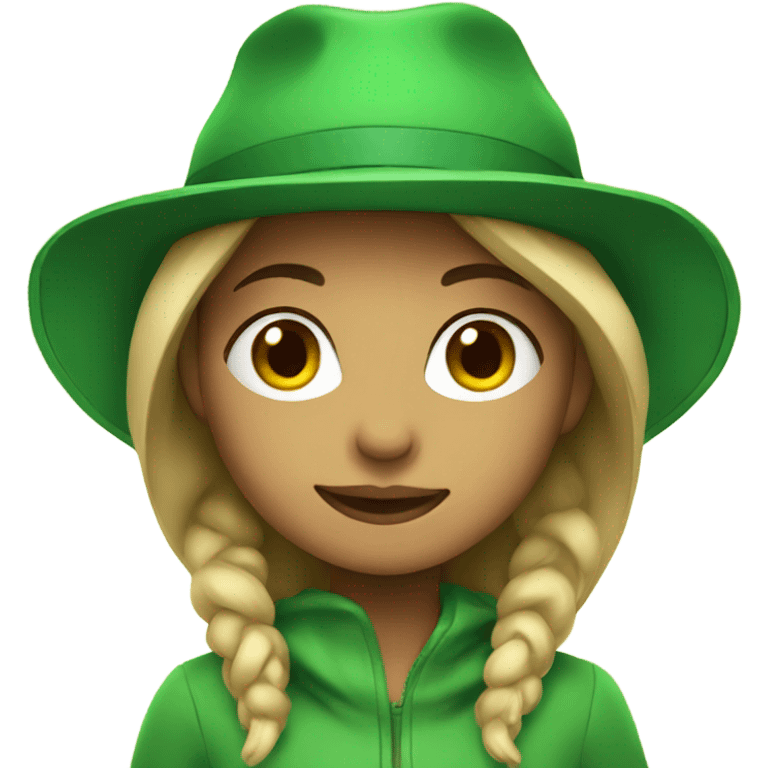 Girl wearing green hat emoji