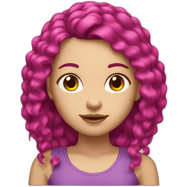 White girl with a magenta hair emoji