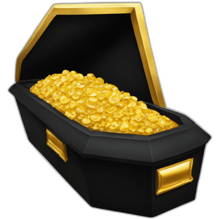 black coffin filled with gold emoji