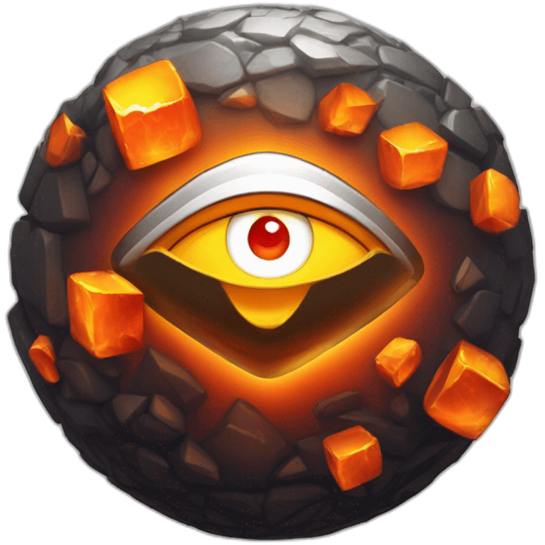 3d sphere with a cartoon Magma Cube skin texture with Eye of Horus emoji