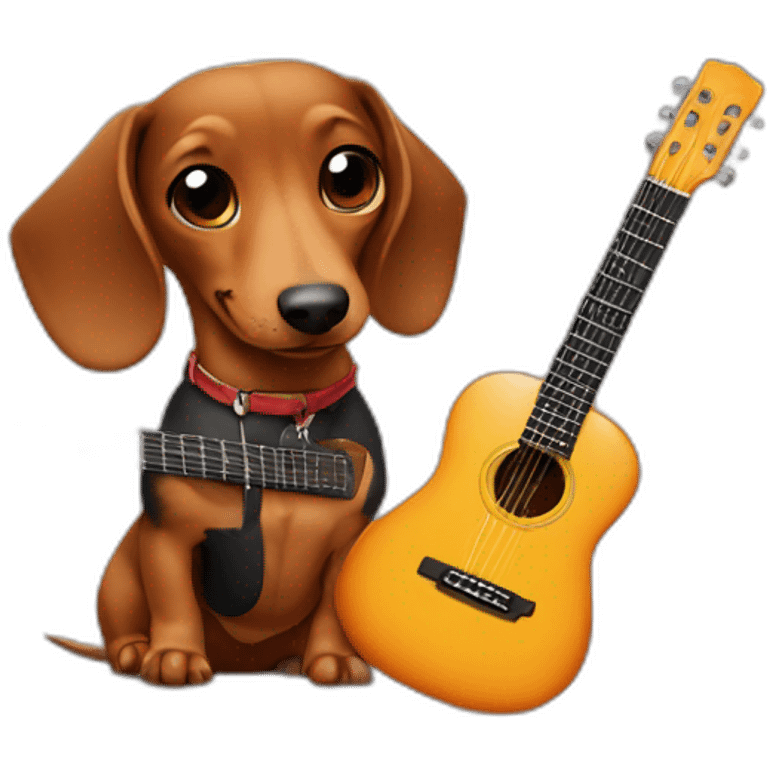 Dachshund with guitar emoji