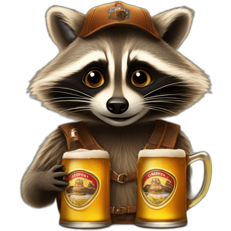 Raccoon in the Paulanergarten (Raccoon with Paulaner Beer) emoji