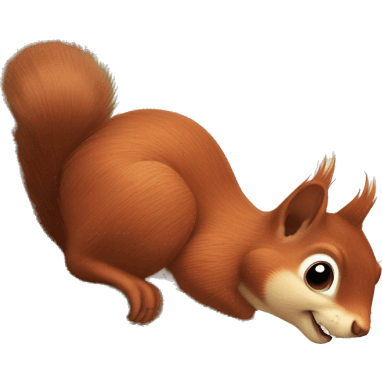 Cute red squirrel smiling with bushy tail and bushy ears no hair on head emoji