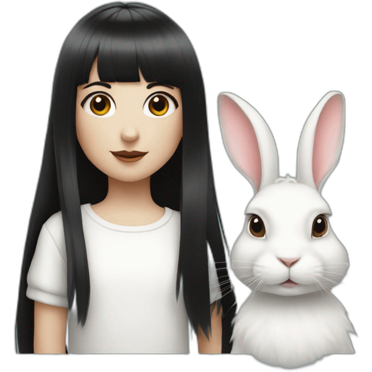 white rabbit with a little girl with black bangs emoji