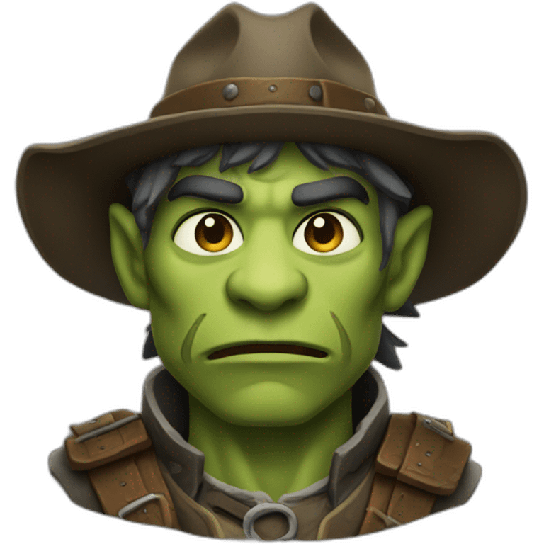 Brave Orc ranger wearing fedora  emoji