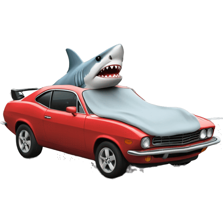 Shark hoodie in red car  emoji