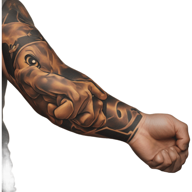 Flexing arm brown tattoo sleeve  emoji