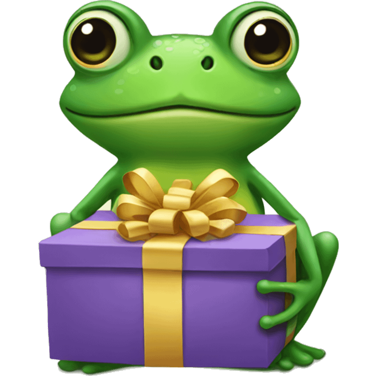 Frog holding a present  emoji