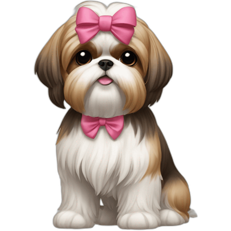 Dog Shih Tzu with a bow on head full-body emoji