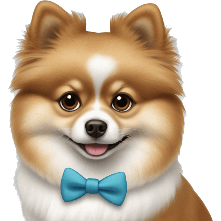 White and brown Pomeranian with bowtie  emoji