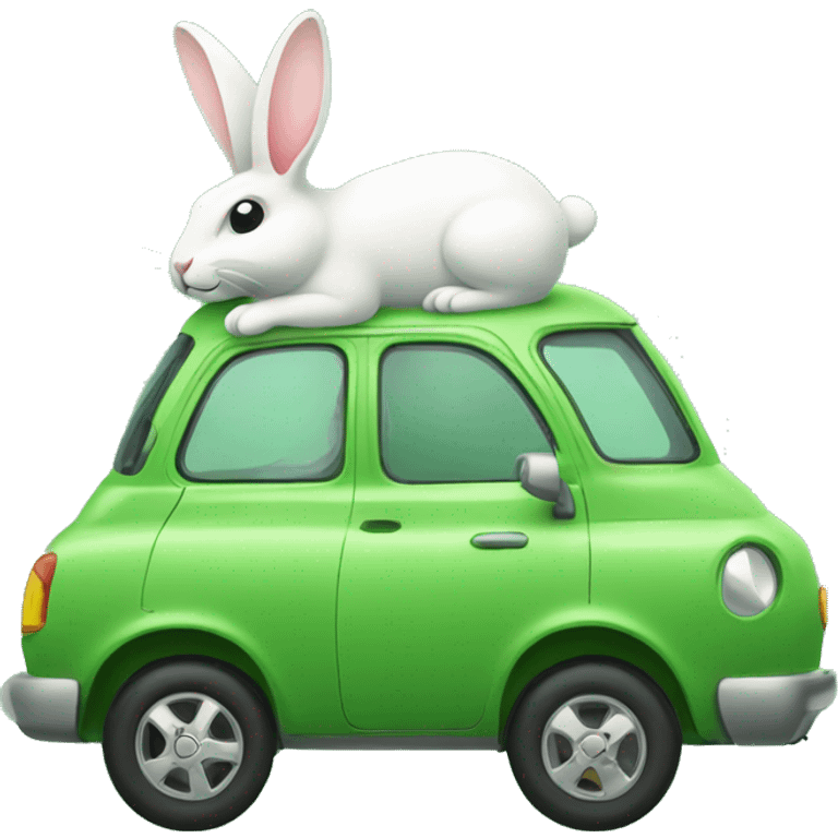 Green car with rabbit  emoji