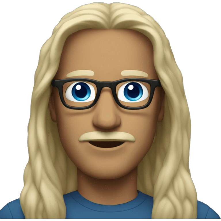 A man with long hair, black glasses with blue lenses emoji