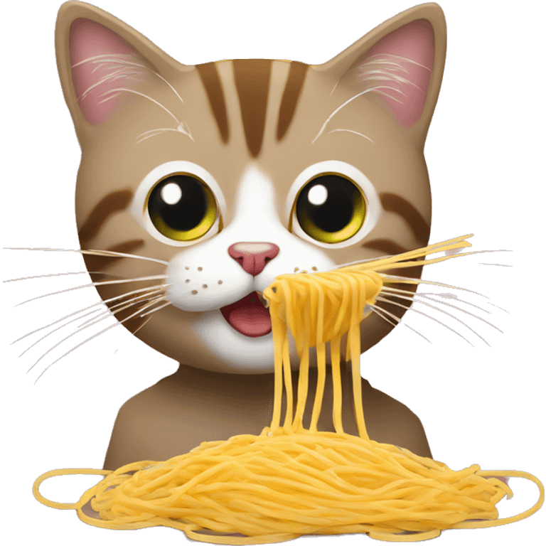 Un chat qui mange des spaghetti emoji