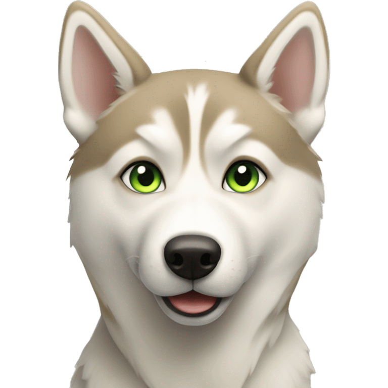 Beige husky with light brown green eyes emoji