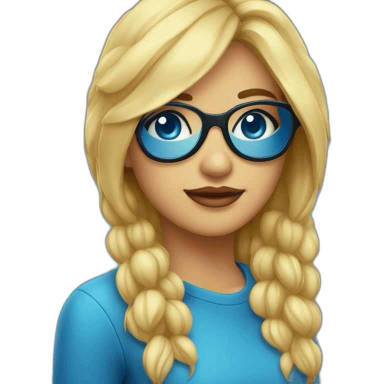 chica rubia y ojos azules con gafas emoji