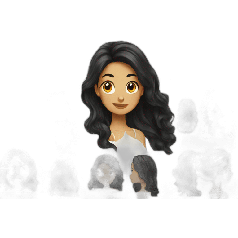 Women long black hair  emoji