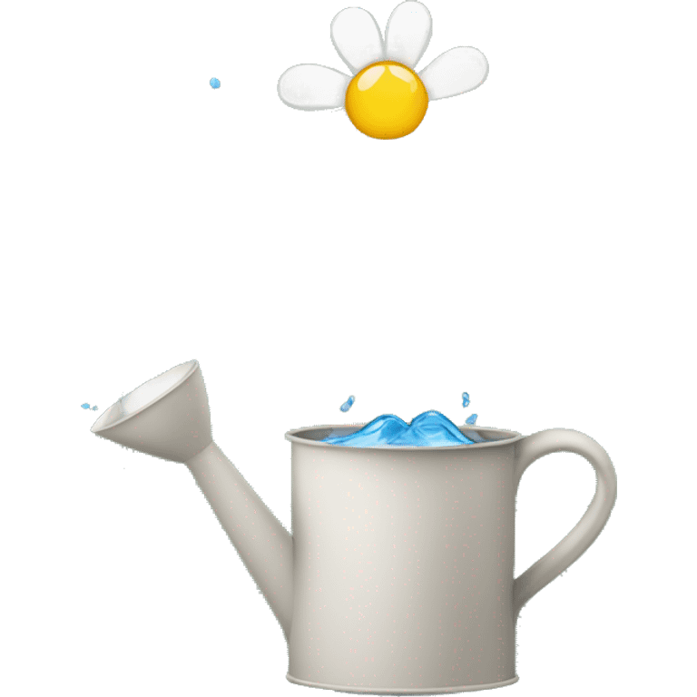 a flower in a pot is watered with water from a watering can emoji