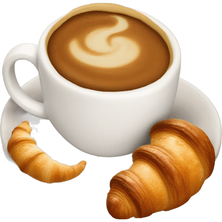 Cup of cappuccino with croissant emoji