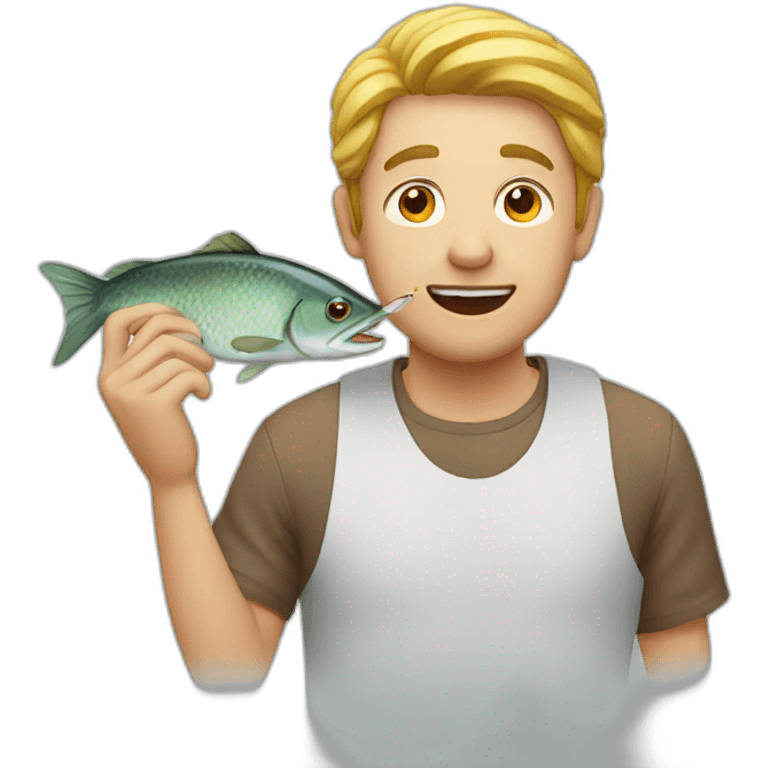 Man eating fish emoji