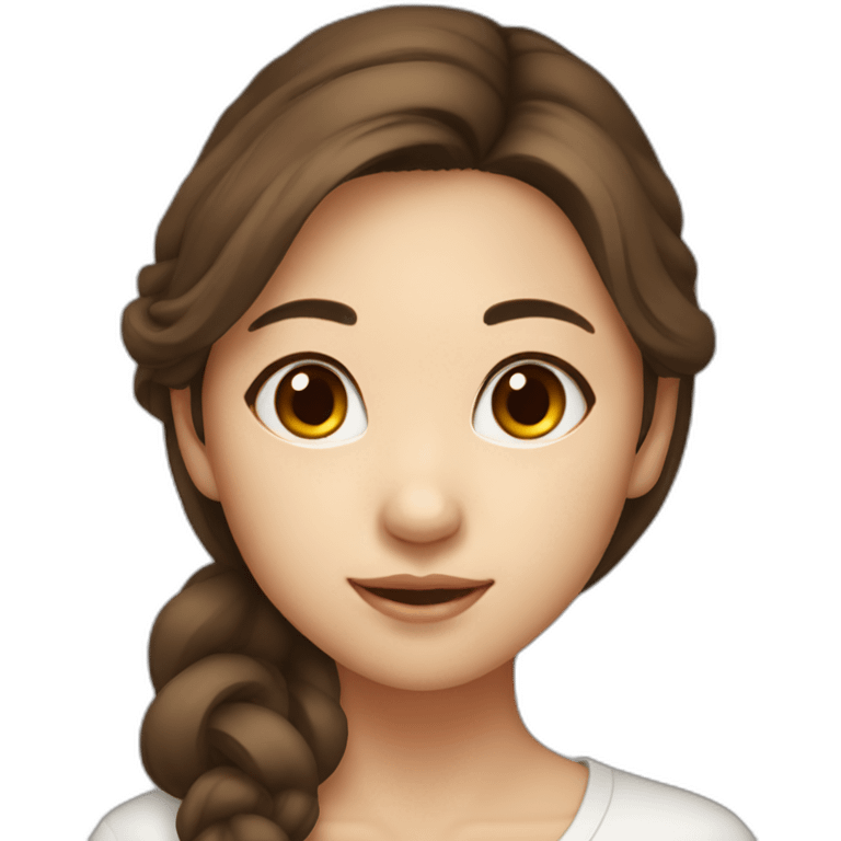 asian girl, with brown hair,beautigul emoji