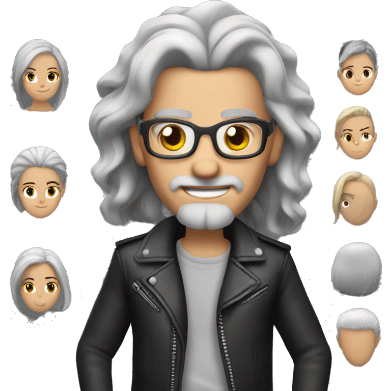 Harley biker grey  hAIR  emoji