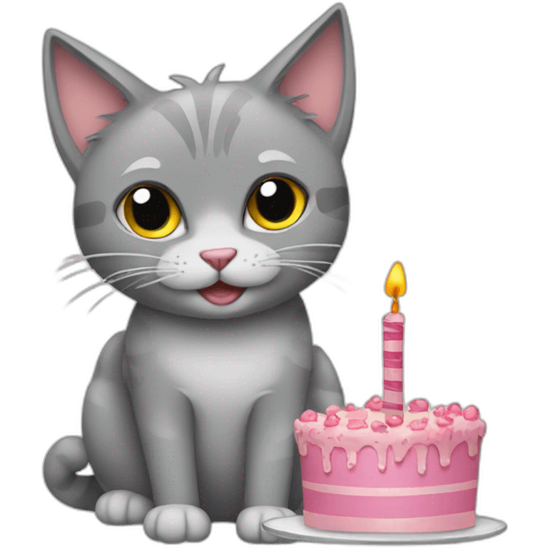 Birthday gray cat emoji