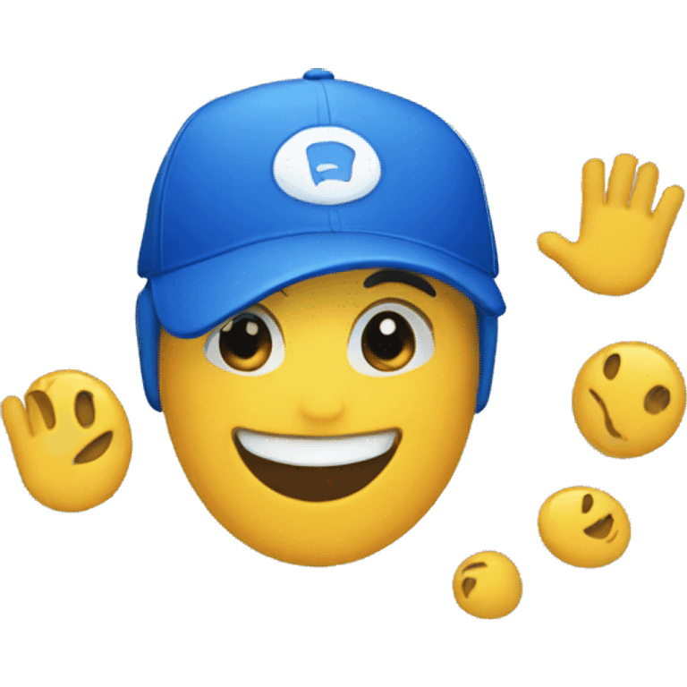 blue cap happy like hand tshirt blue emoji