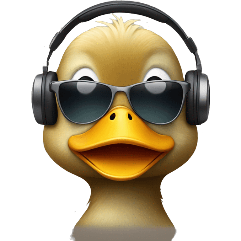 Duck with sunglasses and headphones emoji