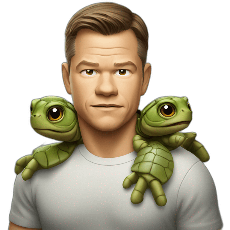 matt damon with a turtl emoji