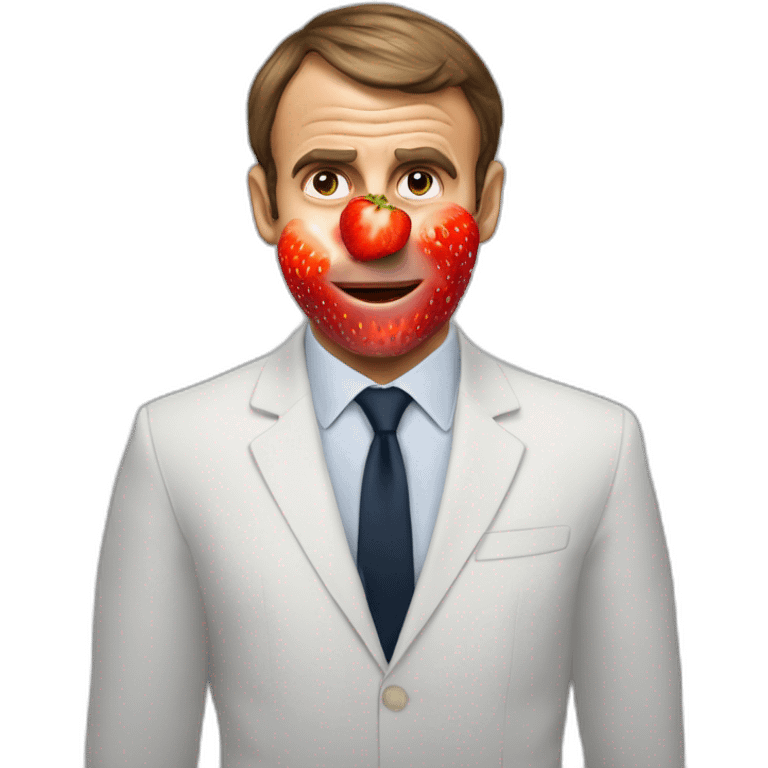 Macron mange une fraise emoji