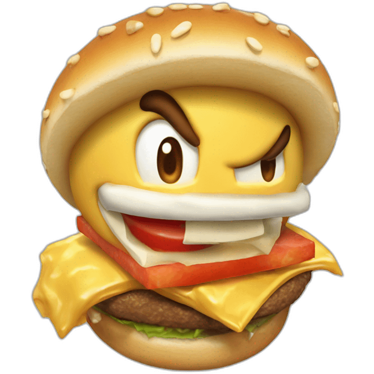 Mario bros eating burger emoji