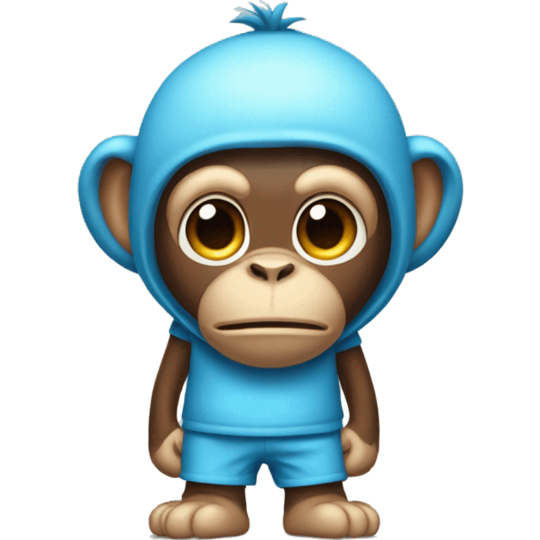 Monkey standing serious with ligh blue shorts  emoji