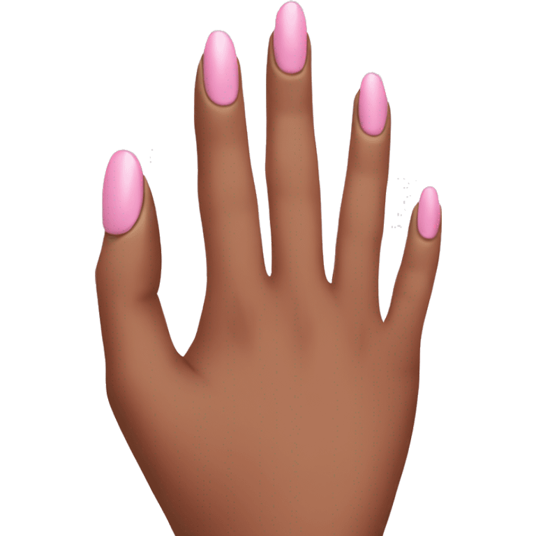 Light pink nails holding nail polish emoji