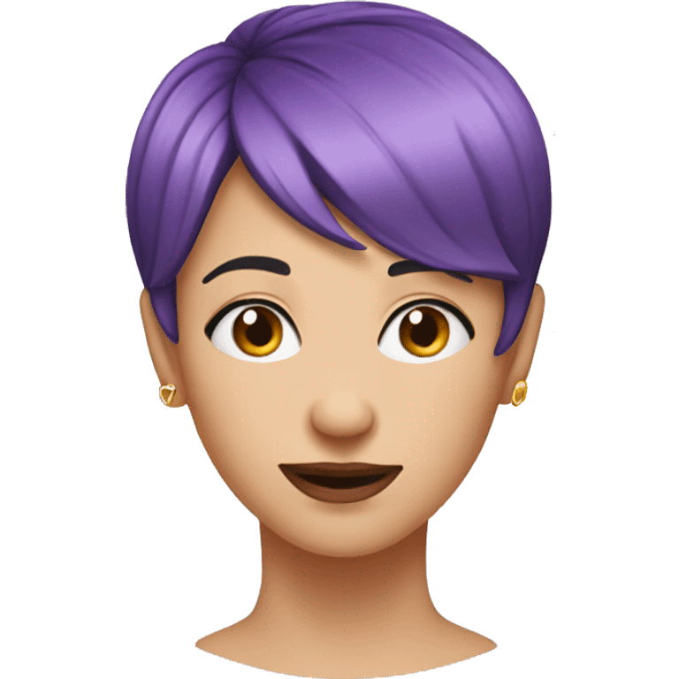 nose ring, purple short hair, woman, middle-aged,  emoji